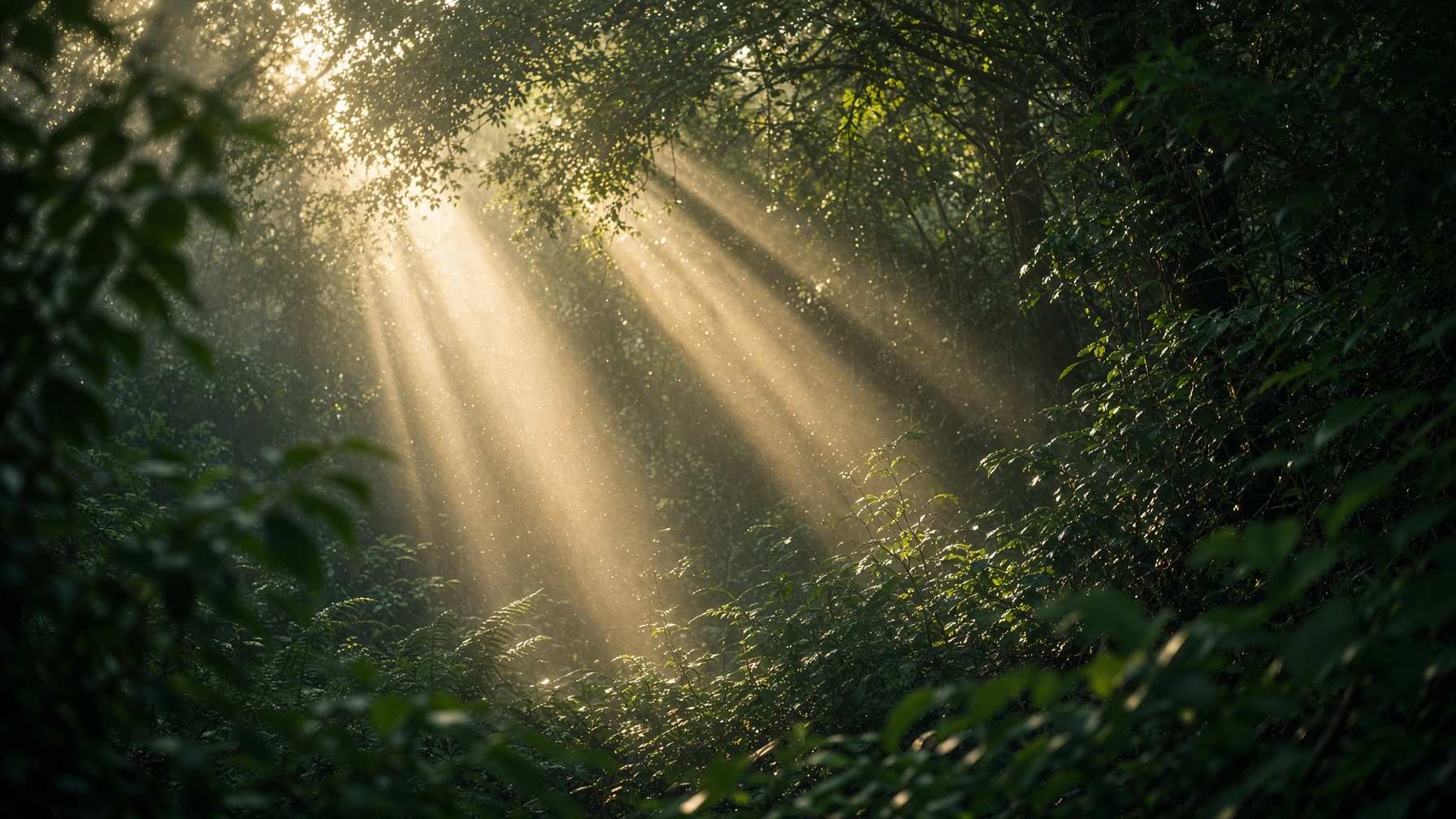 Sunlight moving through a forest canopy